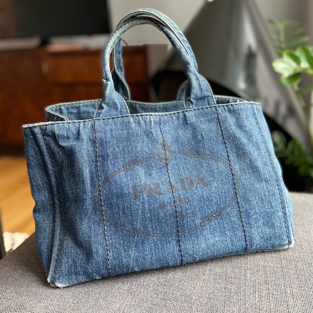 🌸SOLD🌸Prada Denim Canapa Tote Bag Bleu